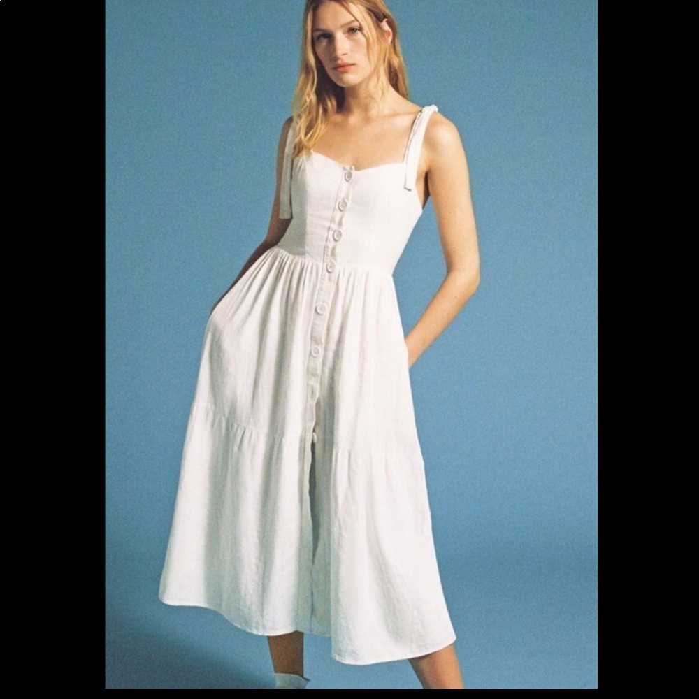 NWT Positano Tie-Shoulder Midi Dress